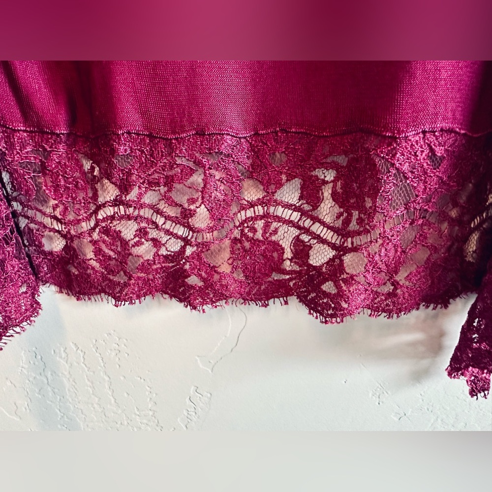 Emilio Pucci Cardigan Long Open Front Silk DesignerDeep Burgundy SIZE Small NEW! - Picture 9 of 16